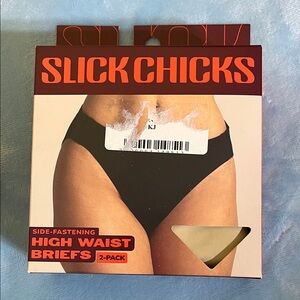 Slick Chicks High Waist Briefs 2-Pack black and beige, size MED, NEW IN BOX